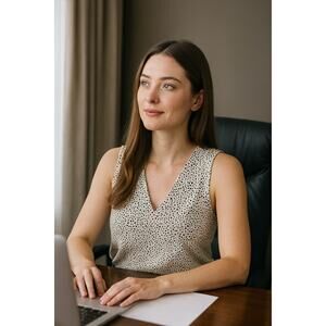 Banana Republic Animal Print Top Women's Small Keyhole Minimalist Career Office